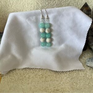 Howlite and blue dangle earrings
